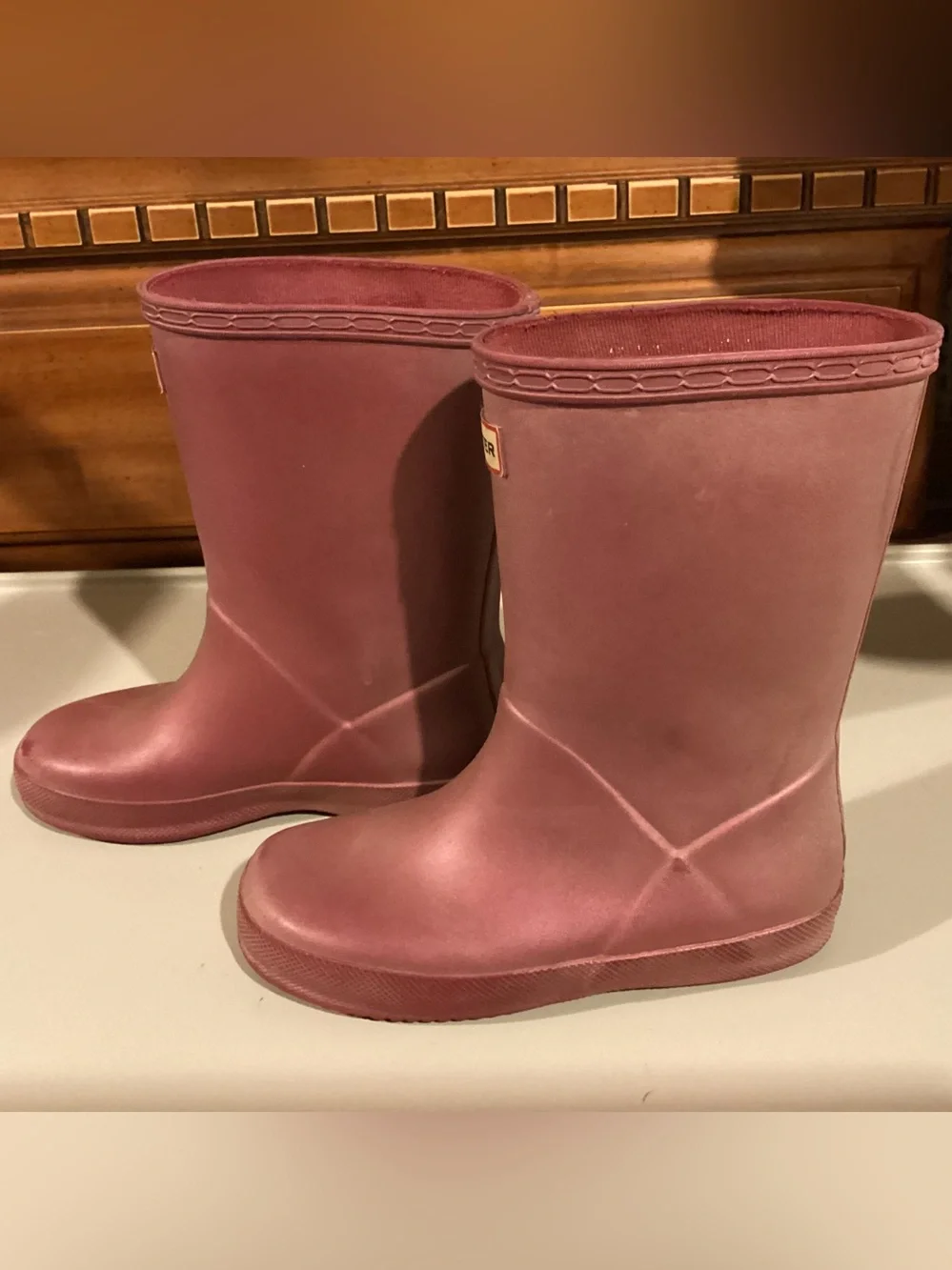 Hunter Classic Kids 12 Rain Boots Dark Pink Burgundy